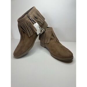 NWT Mossimo Womens 10 Brown Suede Fringe Ankle Boots Western Boho Tassle Booties